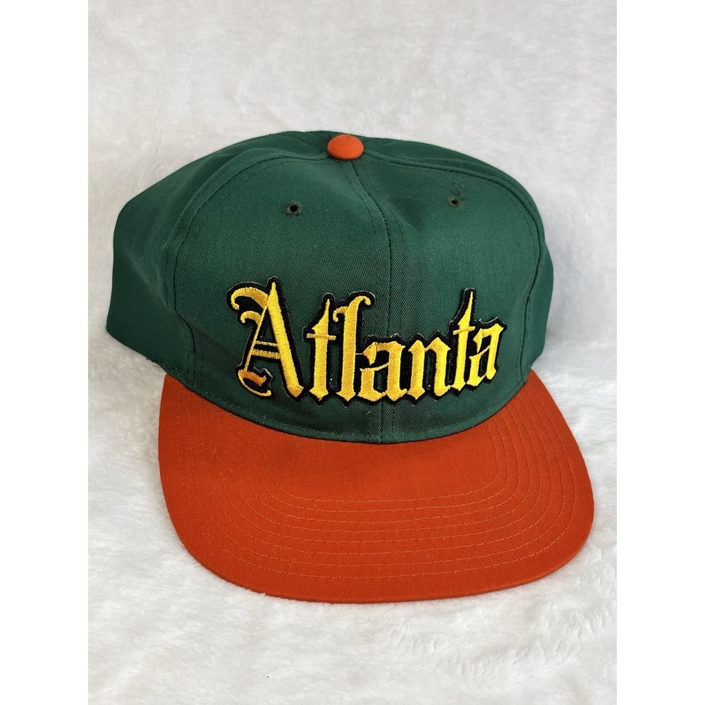 Vintage‎ 1996 Atlanta Snapback Hat Green Orange Cap Olympics